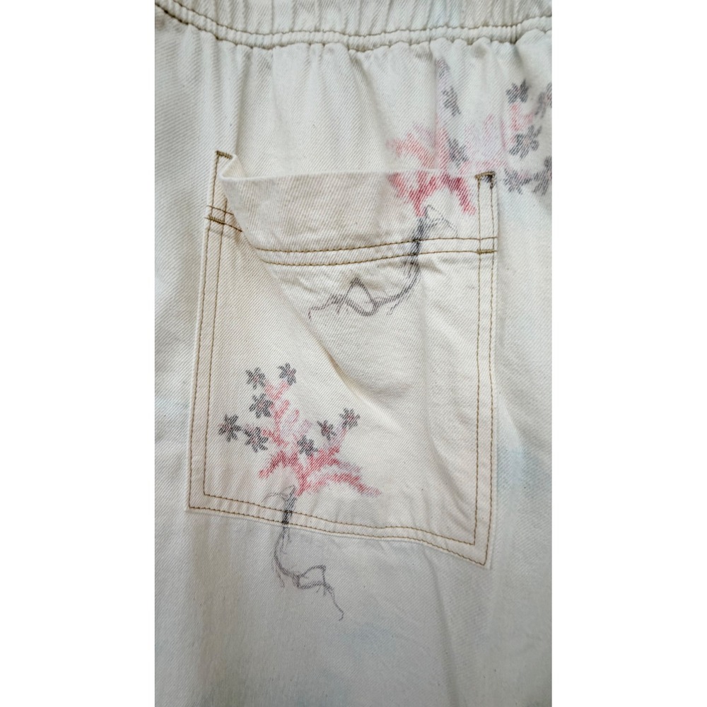 Pilcro Scenic Print Wide Leg Pull On High Rise Denim Pant Womens XL Cream Blue - Picture 9 of 13